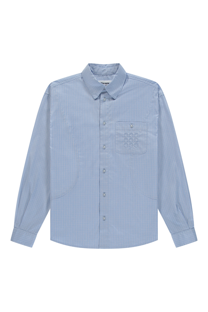 Checkered Curve Shirt Light Blue