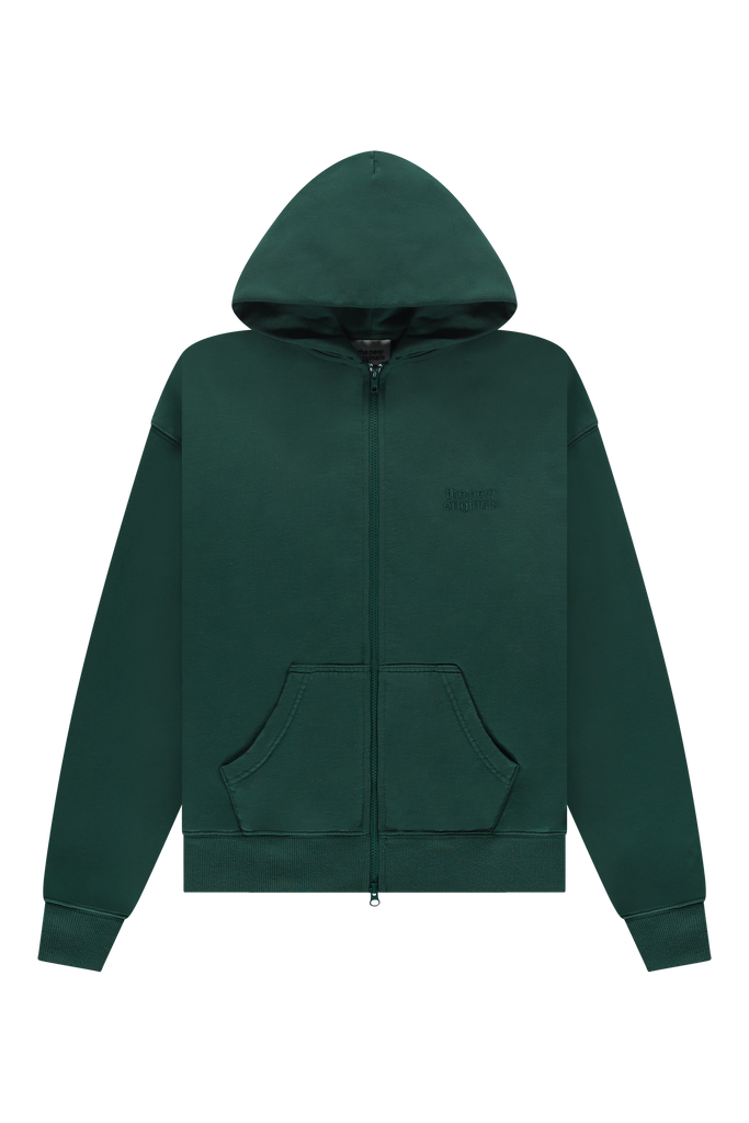 Emblem Zip Up Hoodie Rain Forest