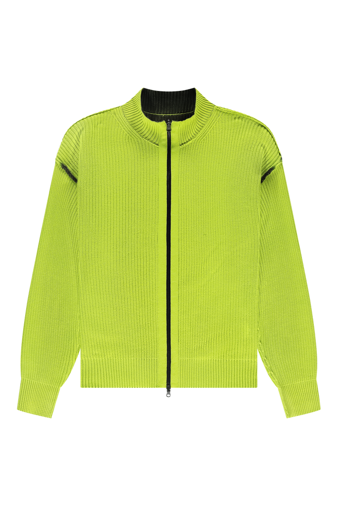 Fisherman Zip Up Crewneck Lime Punch/Black