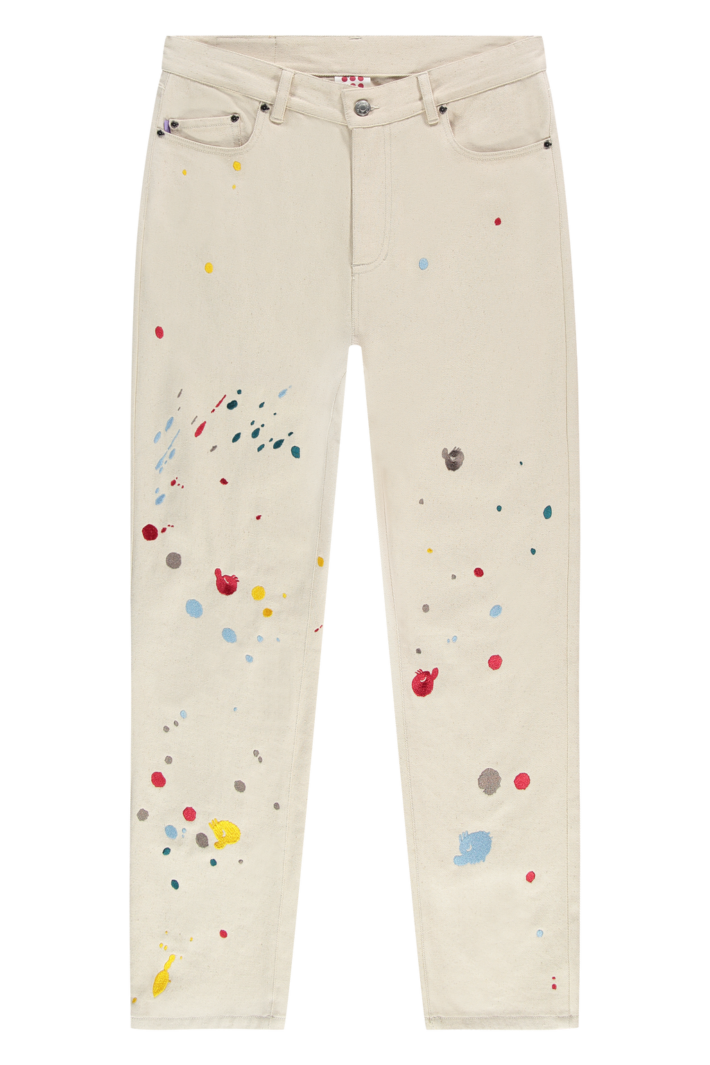 Jeans with white paint discount