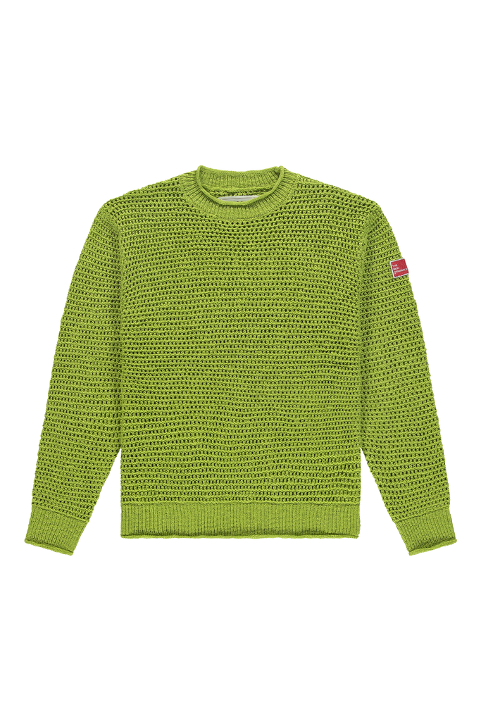 Open Knit Crewneck Light Slub Lime Punch