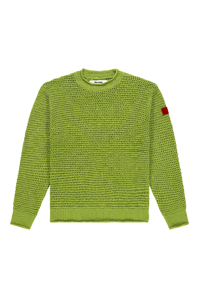 Open Knit Crewneck Light Slub Lime Punch