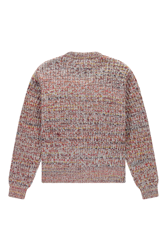 Fisherman Rib Knit Crewneck Multicolored Red