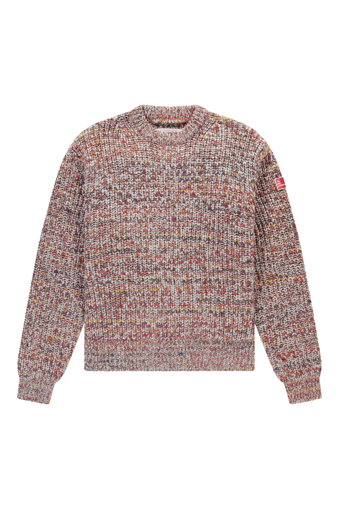 Fisherman Rib Knit Crewneck Multicolored Red