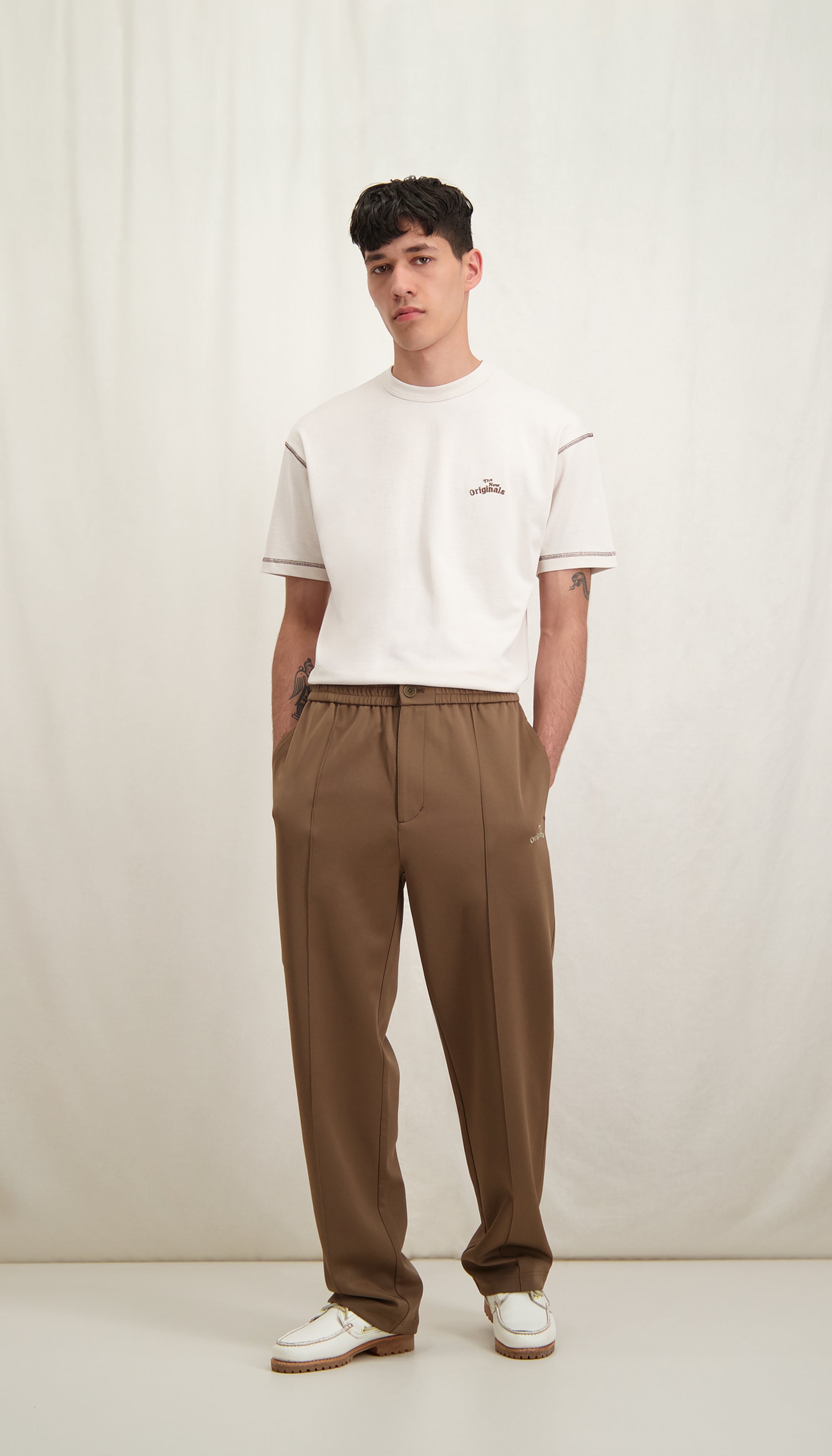 Workman Embroidered Tee White Sand