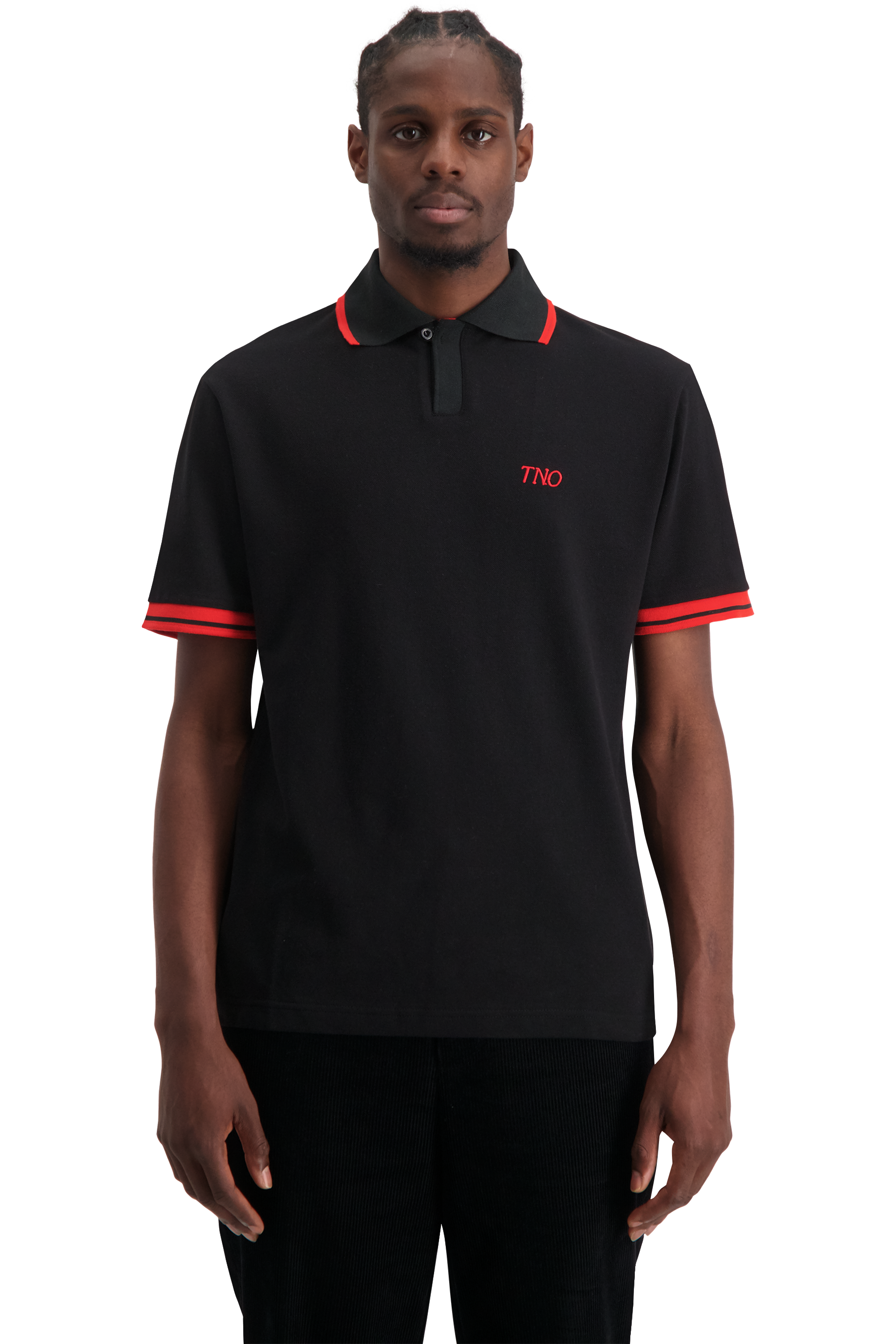 Black polo sales with red collar
