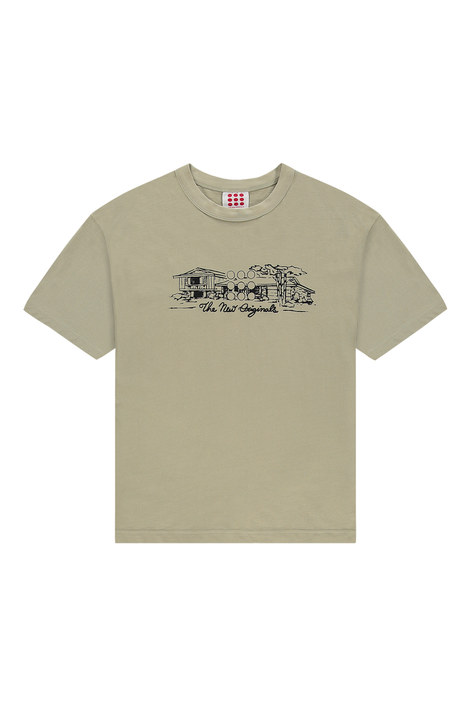 Wood Cabin Tee Moss Gray